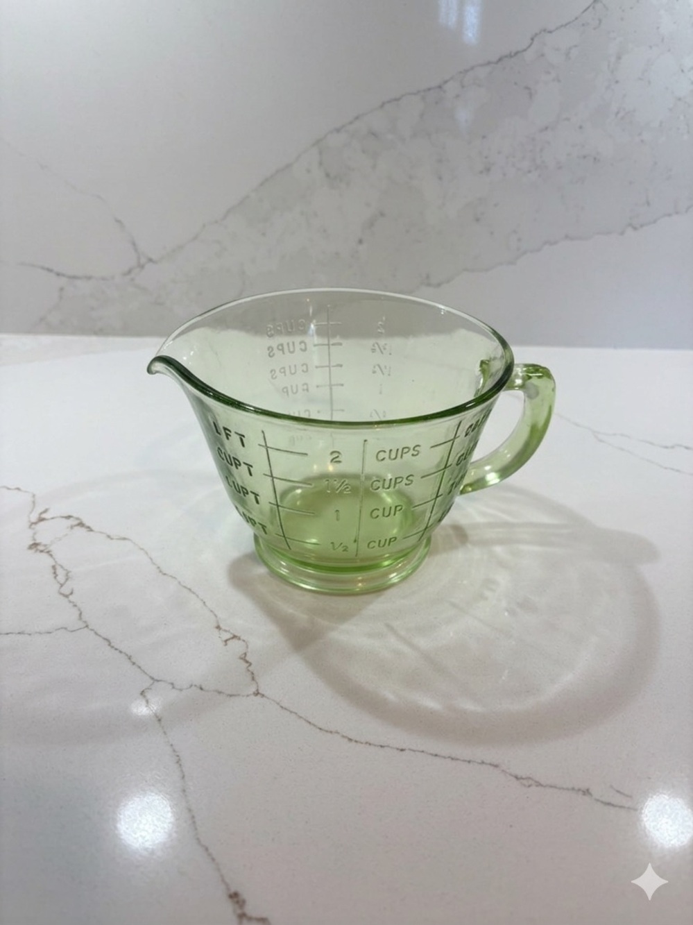 Vintage Fire-King Green Glass 2-Cup Measuring Cup
